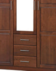 72" Coffee Solid Wood Mirrored Three Door Three Drawer Combo Dresser