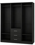 72" White Solid Wood Mirrored Three Door Three Drawer Combo Dresser