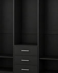 72" White Solid Wood Mirrored Three Door Three Drawer Combo Dresser