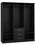 72" White Solid Wood Mirrored Three Door Three Drawer Combo Dresser