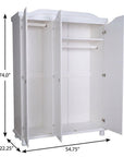 74" White Solid Wood Three Door Combo Dresser