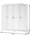 74" White Solid Wood Four Door Combo Dresser