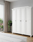74" White Solid Wood Four Door Combo Dresser