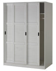 72" White Solid Wood Three Door Combo Dresser