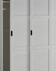 72" White Solid Wood Three Door Combo Dresser