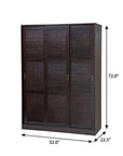 72" Dark Brown Solid Wood Three Door Combo Dresser