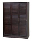 72" Dark Brown Solid Wood Three Door Combo Dresser