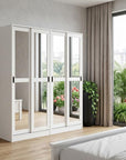 72" White Solid Wood Mirrored Five Door Combo Dresser