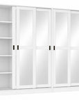 72" White Solid Wood Mirrored Five Door Combo Dresser