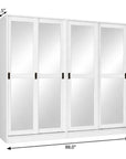 72" White Solid Wood Mirrored Five Door Combo Dresser