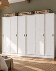 72" White Solid Wood Six Door Combo Dresser