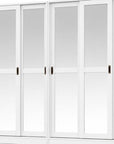 72" White Solid Wood Mirrored Six Door Combo Dresser