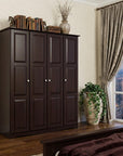 72" Dark Brown Solid Wood Four Door Combo Dresser