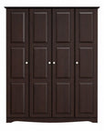 72" Dark Brown Solid Wood Four Door Combo Dresser