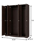 72" Dark Brown Solid Wood Four Door Combo Dresser