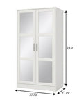 72" White Solid Wood Mirrored Two Door Combo Dresser