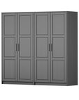 72" Gray Solid Wood Four Door Combo Dresser