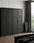 72" Gray Solid Wood Four Door Combo Dresser
