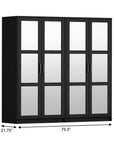 72" White Solid Wood Mirrored Four Door Combo Dresser