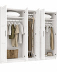 72" White Solid Wood Five Door Combo Dresser