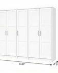 72" White Solid Wood Five Door Combo Dresser