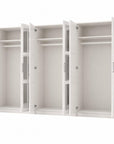 72" White Solid Wood Mirrored Six Door Combo Dresser