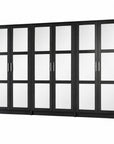 72" Black Solid Wood Mirrored Six Door Combo Dresser