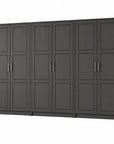 72" Black Solid Wood Six Door Combo Dresser