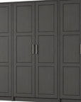 72" Black Solid Wood Six Door Combo Dresser