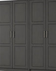 72" Black Solid Wood Six Door Combo Dresser
