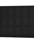 72" Black Solid Wood Six Door Combo Dresser