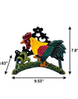 8" Black Yellow Red And Green Cast Iron Rooster Garden Hose Hanger