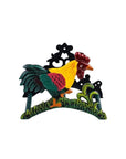 8" Black Yellow Red And Green Cast Iron Rooster Garden Hose Hanger