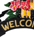 8" Black Yellow And Pink Iron Floral Bouquet Welcome Garden Hose Hanger