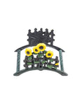 7" Yellow Black And Green Iron Sunflowers Garden Hose Hanger