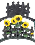 7" Yellow Black And Green Iron Sunflowers Garden Hose Hanger