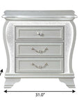 31" Silver Wood Two Drawer Nightstand