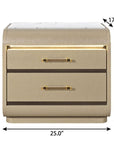 24" Gold Wood Lighted Two Drawer Nightstand