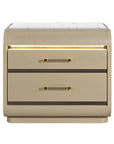 24" Gold Wood Lighted Two Drawer Nightstand