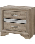 26" Natural Wood Two Drawer Nightstand