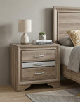 26" Natural Wood Two Drawer Nightstand