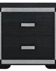 26" Charcoal Wood Faux Crystal Bling Two Drawer Nightstand