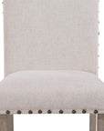 Set of Two 26" White Fabric And Wood Counter Height Bar Chairs