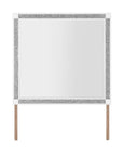 36" X 38" White And Silver Wood Freestanding Framed Dresser Mirror