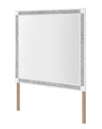 36" X 38" White And Silver Wood Freestanding Framed Dresser Mirror