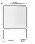 36" X 38" White And Silver Wood Freestanding Framed Dresser Mirror