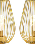 Set of Two 8" Gold Pierced Battery Powered Desk Lamps