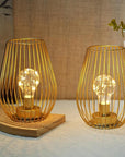 Set of Two 8" Gold Pierced Battery Powered Desk Lamps