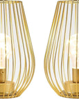 Set of Two 8" Gold Pierced Battery Powered Desk Lamps