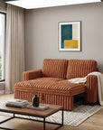 58" Brown And Black Faux Leather Loveseat